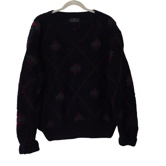 Vintage Abercrombie & Fitch Sweater Men's Large Blue Chunky Cable Knit Wool 90s - Picture 5 of 5